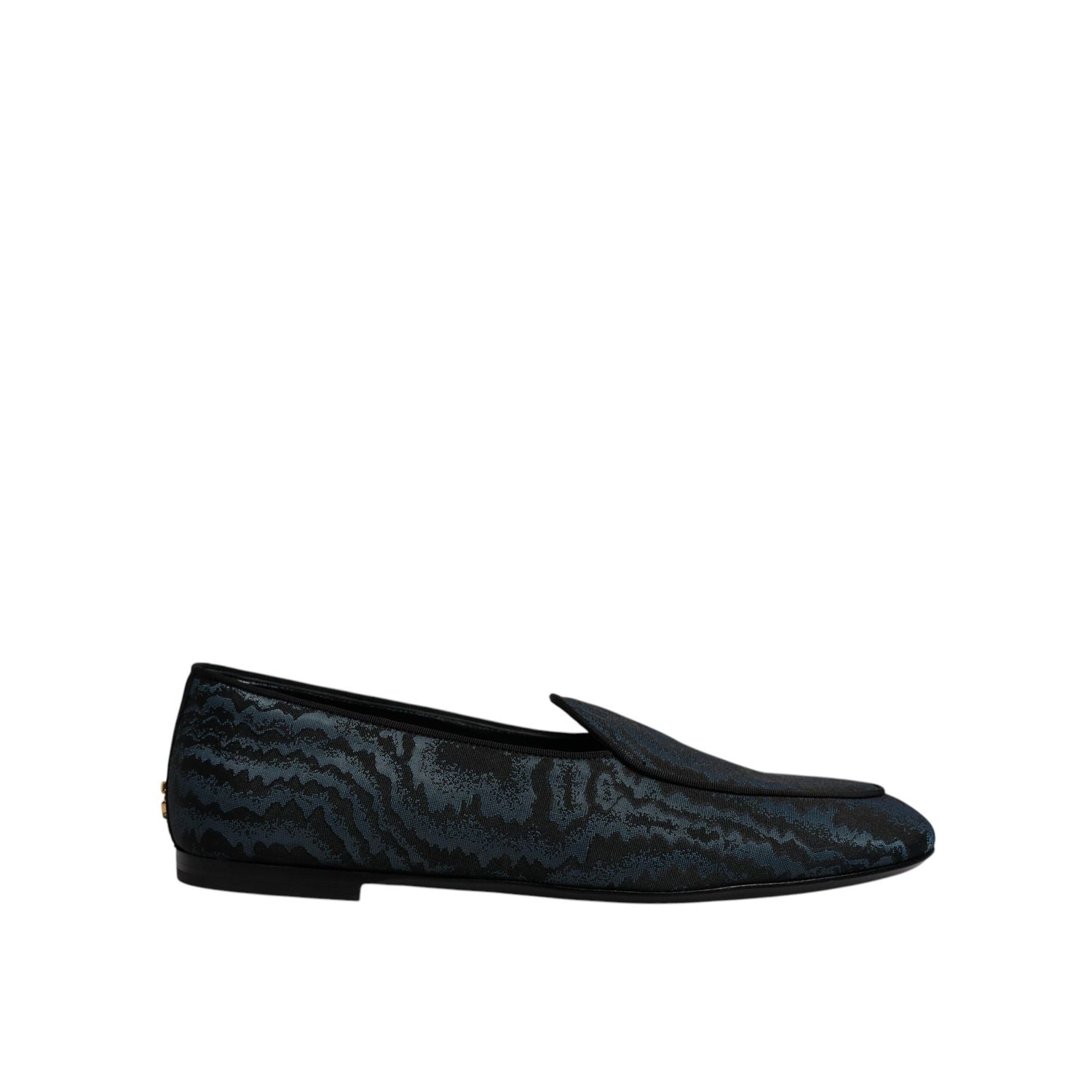 Dolce & Gabbana Blue Black Flats Men Loafers Dress Shoes