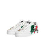 Dolce & Gabbana White Portofino Made In Italy Print Sneakers Shoes