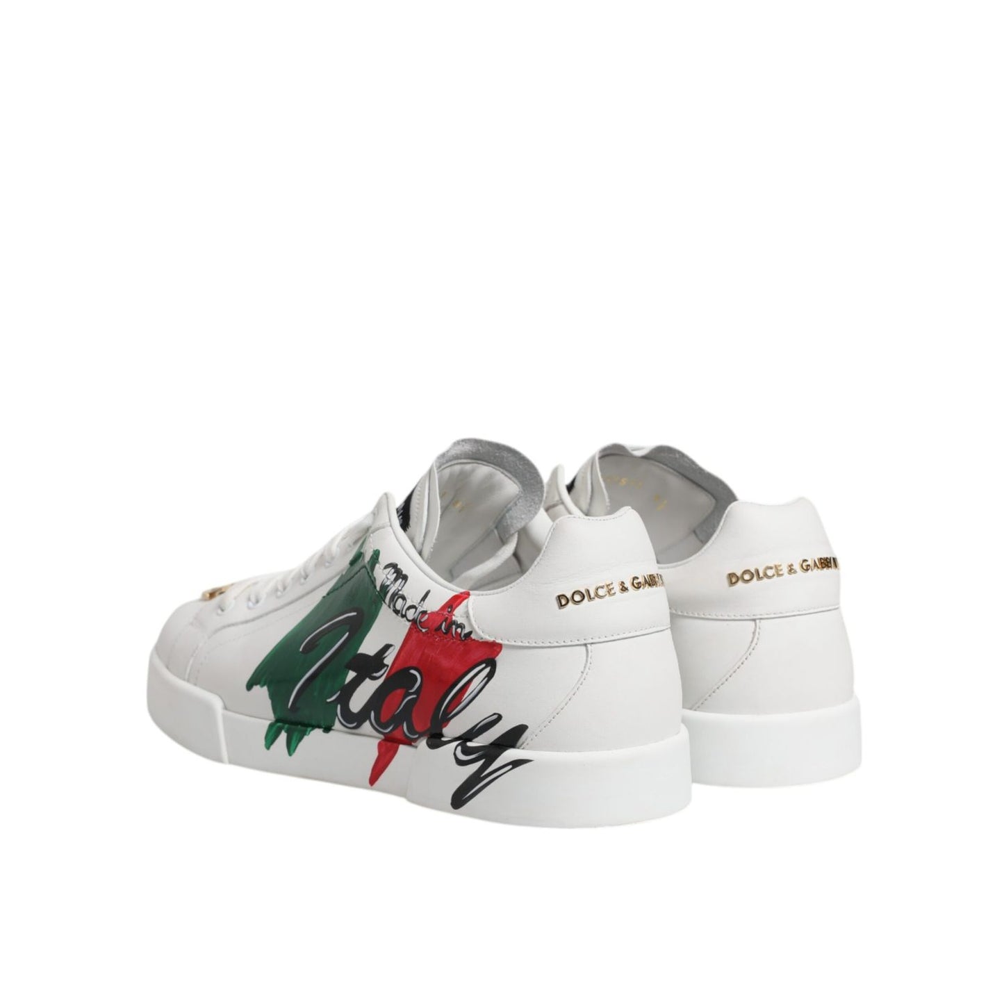 Dolce & Gabbana White Portofino Made In Italy Print Sneakers Shoes