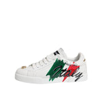 Dolce & Gabbana White Portofino Made In Italy Print Sneakers Shoes