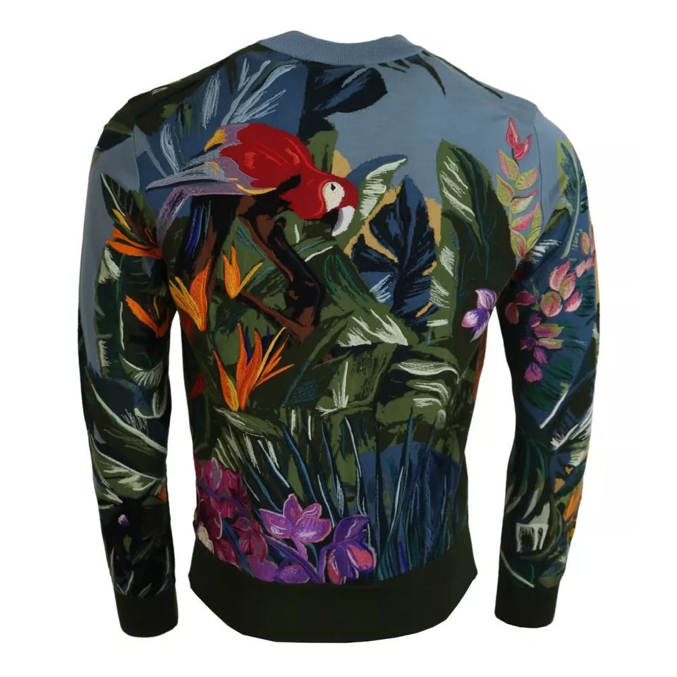 Dolce & Gabbana Jungle Wool Silk Pullover Logo Sweater