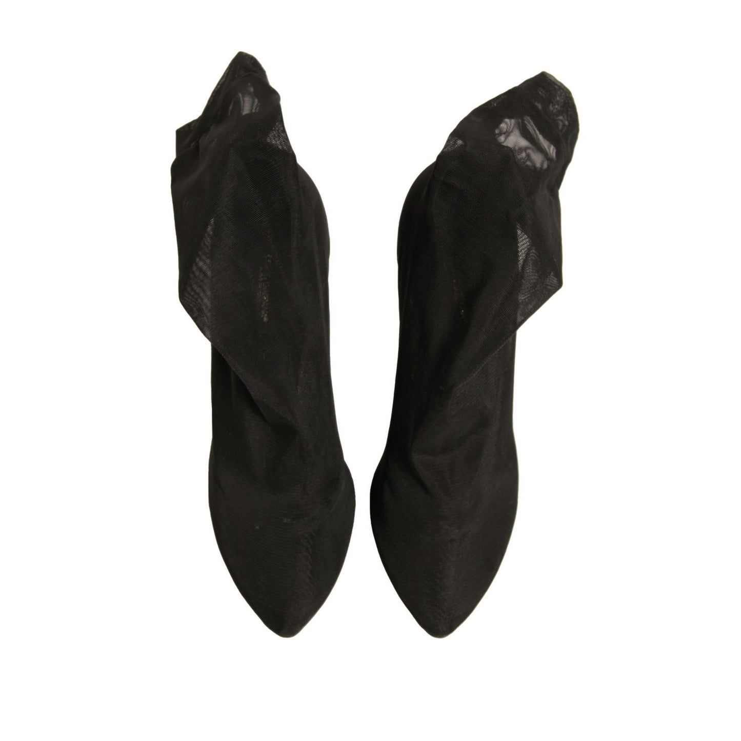 Dolce & Gabbana Black Silk Mesh Sock Style Heels Boots Shoes