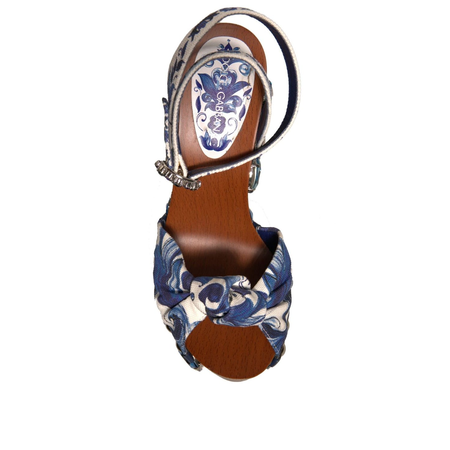 Dolce & Gabbana Multicolor Majolica Embellished Wedge Sandals Shoes