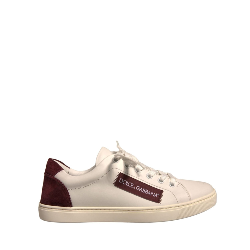 Dolce & Gabbana White Suede Leather Low Top Sneakers Shoes LA12378-37.5
