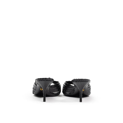 Dolce & Gabbana Black Snake Skin Platform Sandals