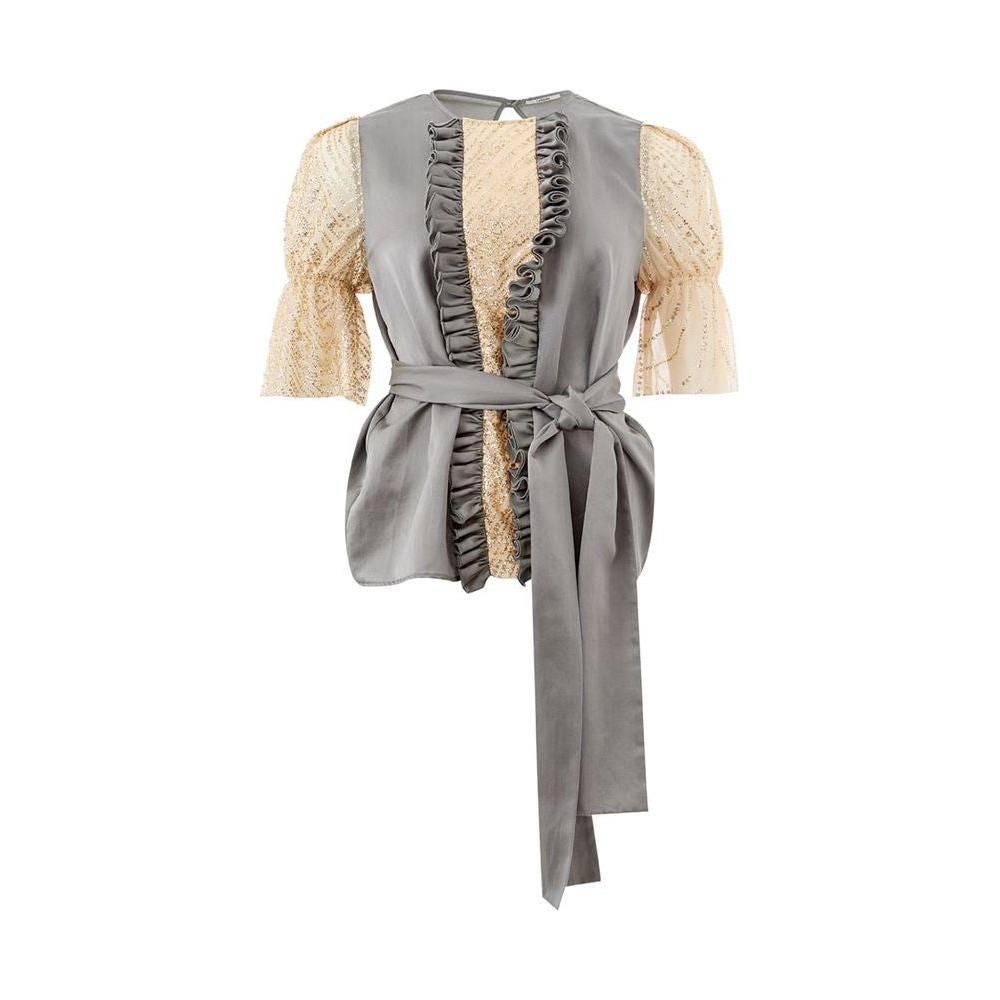 بلوزة لارديني الأنيقة المصنوعة من الحرير والكتان متعدد الألوان