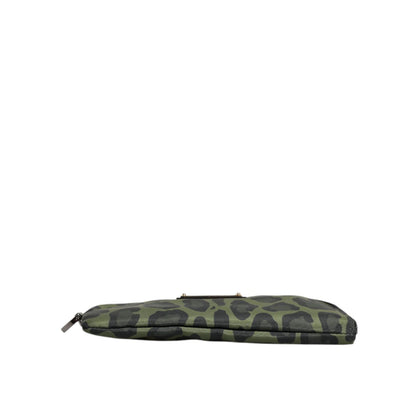Dolce & Gabbana Green Leopard Leather Logo Plaque Multifunctional Kit Bag