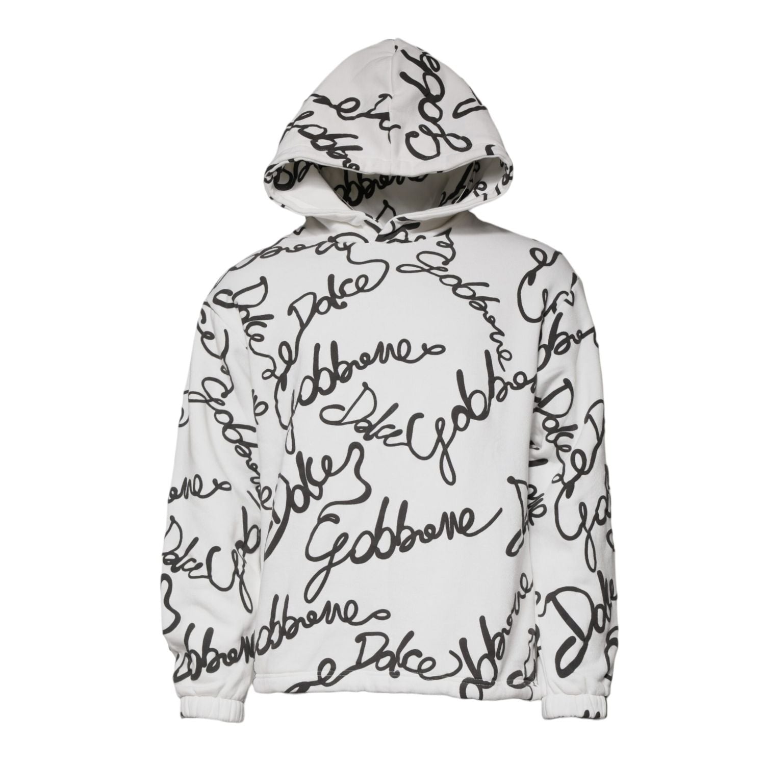 Dolce & Gabbana White Logo Cotton Hooded Sweatshirt Sweater