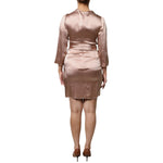 Emporio Armani Pink Satin Long Sleeves Sheath Wrap Mini Dress