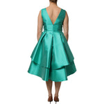 Alberta Ferretti Green Satin Polyester Sleeveless V-neck Layered Dress