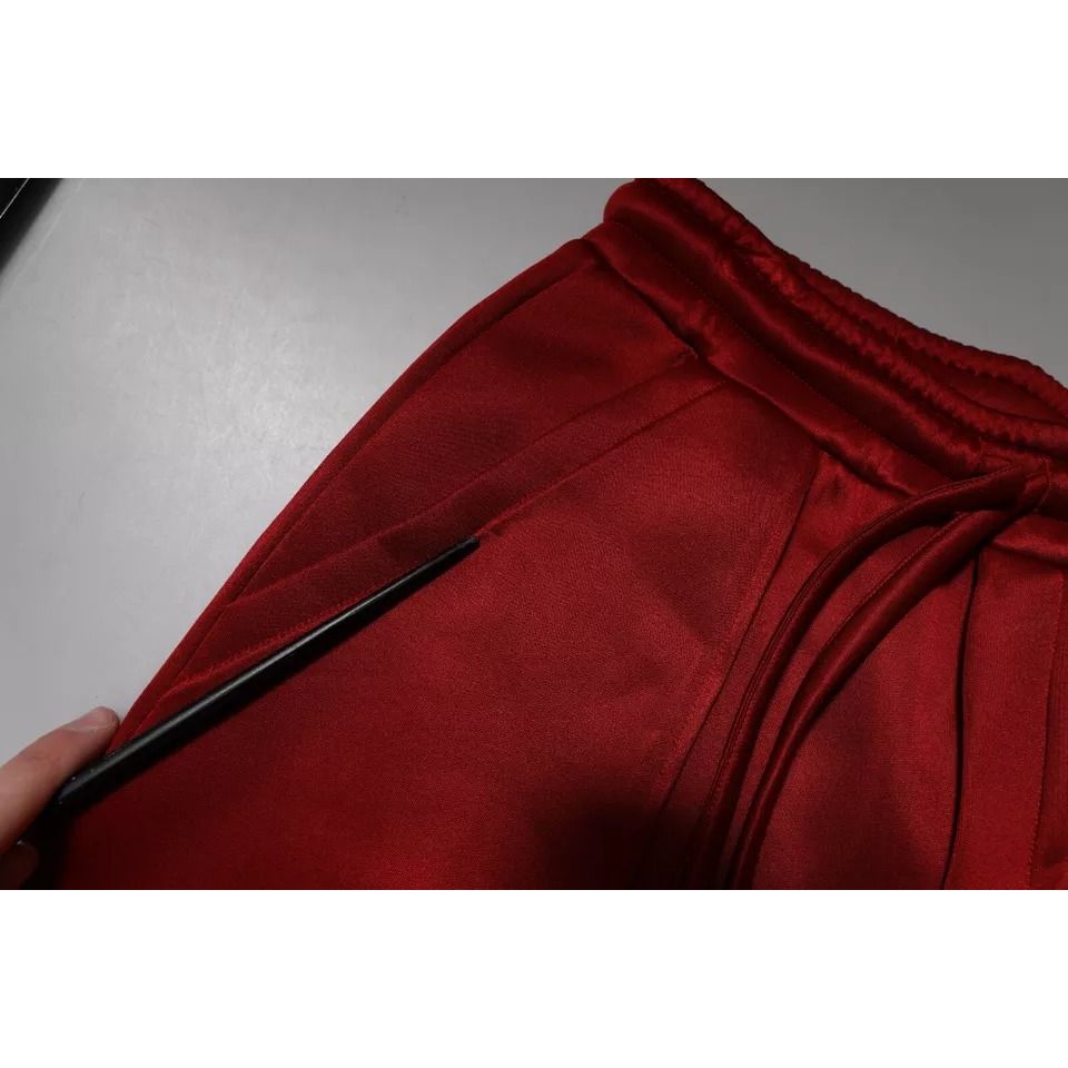 Dolce & Gabbana Maroon Viscose Nylon Mid Waist Bermuda Shorts