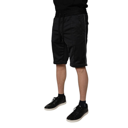 Dolce & Gabbana Black Polyester Mid Waist Men Bermuda Shorts