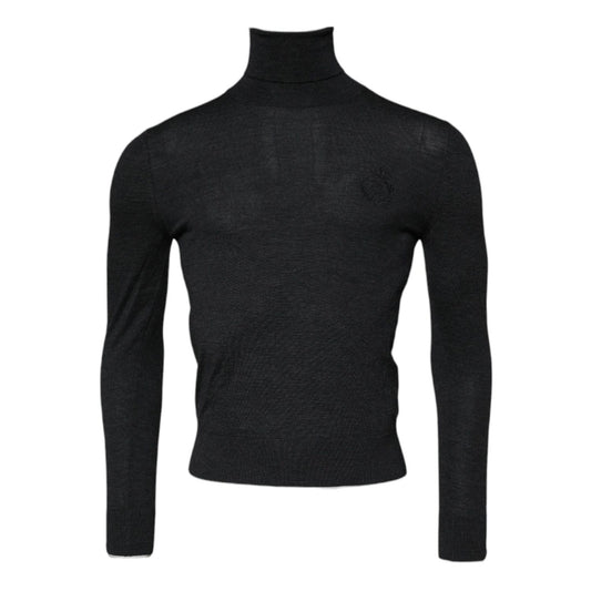 Dolce & Gabbana Black Wool Turtleneck Pullover Sweater