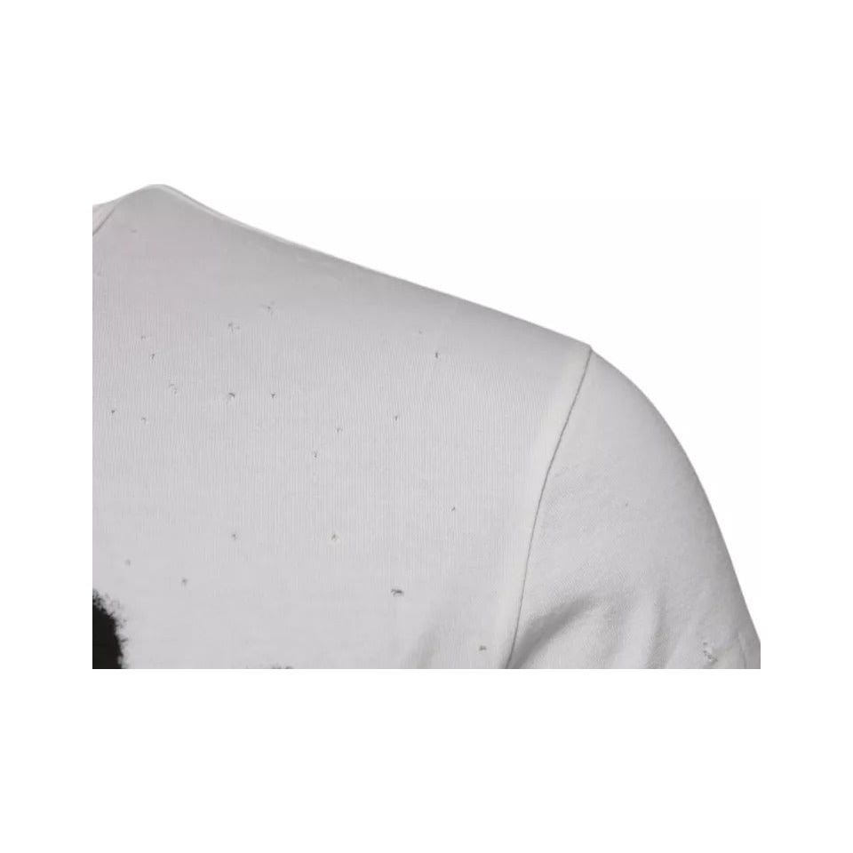 Dolce & Gabbana White Graphic Print Cotton Crew Neck T-shirt