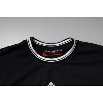 Dolce & Gabbana Dark Blue Logo Crown Cotton Crew Neck T-shirt