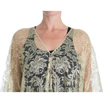 Dolce & Gabbana Gold Floral Lace Crystal Gown Cape Dress