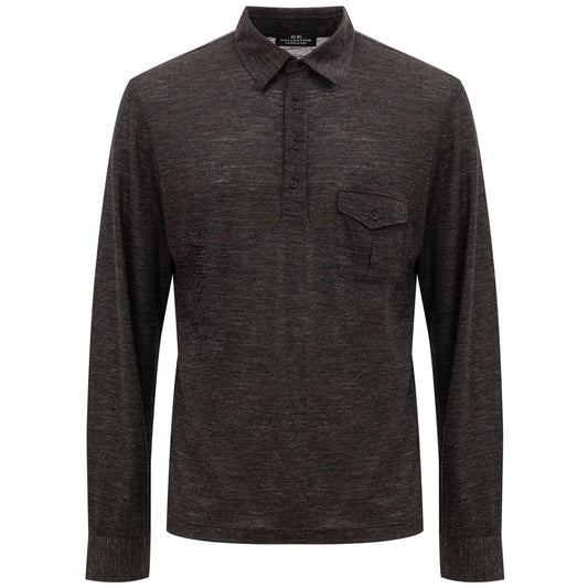 Corneliani Gray Wool Polo Shirt CO-848266220010146-IT50 | L