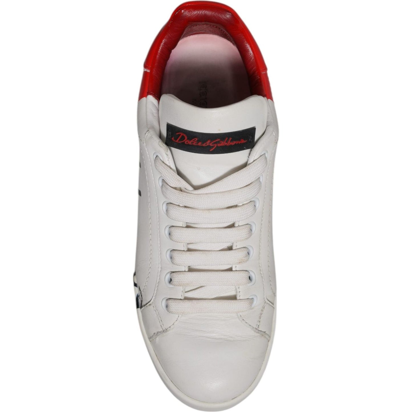 Dolce & Gabbana White Red Logo Portofino Sneakers Shoes