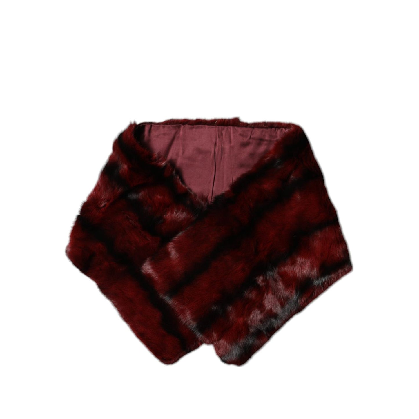 Dolce & Gabbana Black Red Stripe Fur Shawl Neck Wrap Scarf