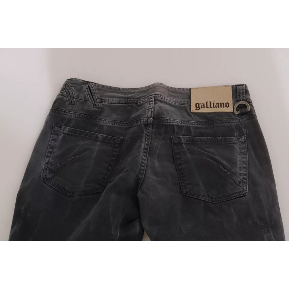 John Galliano Grey Washed Low Waist Zipper Side Skinny Denim Jeans