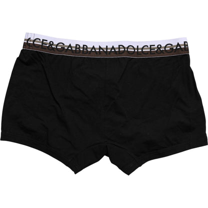 Dolce & Gabbana Black Cotton Stretch Regular Boxer Underwear