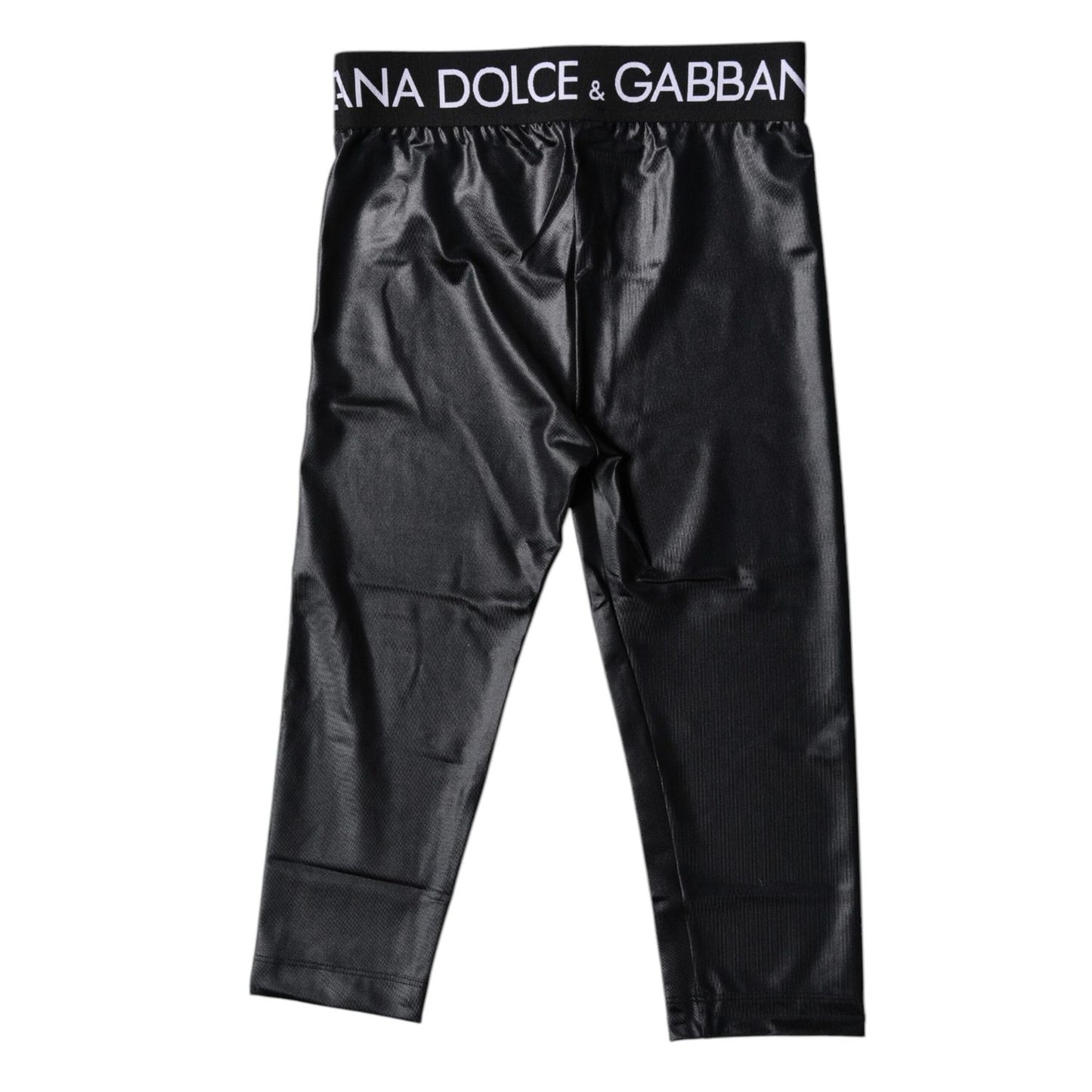 Dolce & Gabbana Black Logo Nylon Cropped Tights Pants Underwear