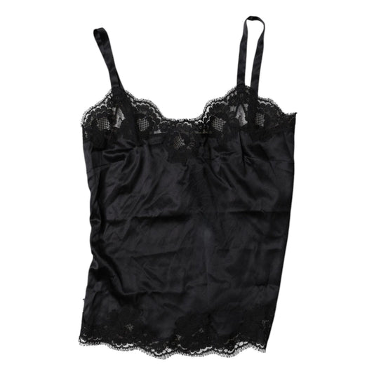 Dolce & Gabbana Black Lace Silk Blend Camisole Top Underwear