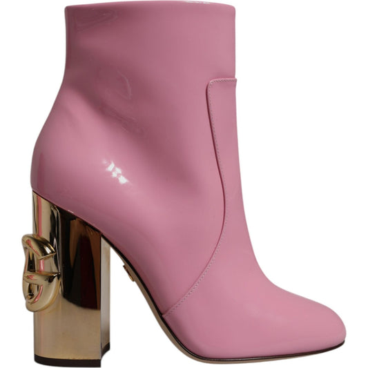 Dolce & Gabbana Pink Patent Leather Heel Mid Calf Boots Shoes LA12507-36