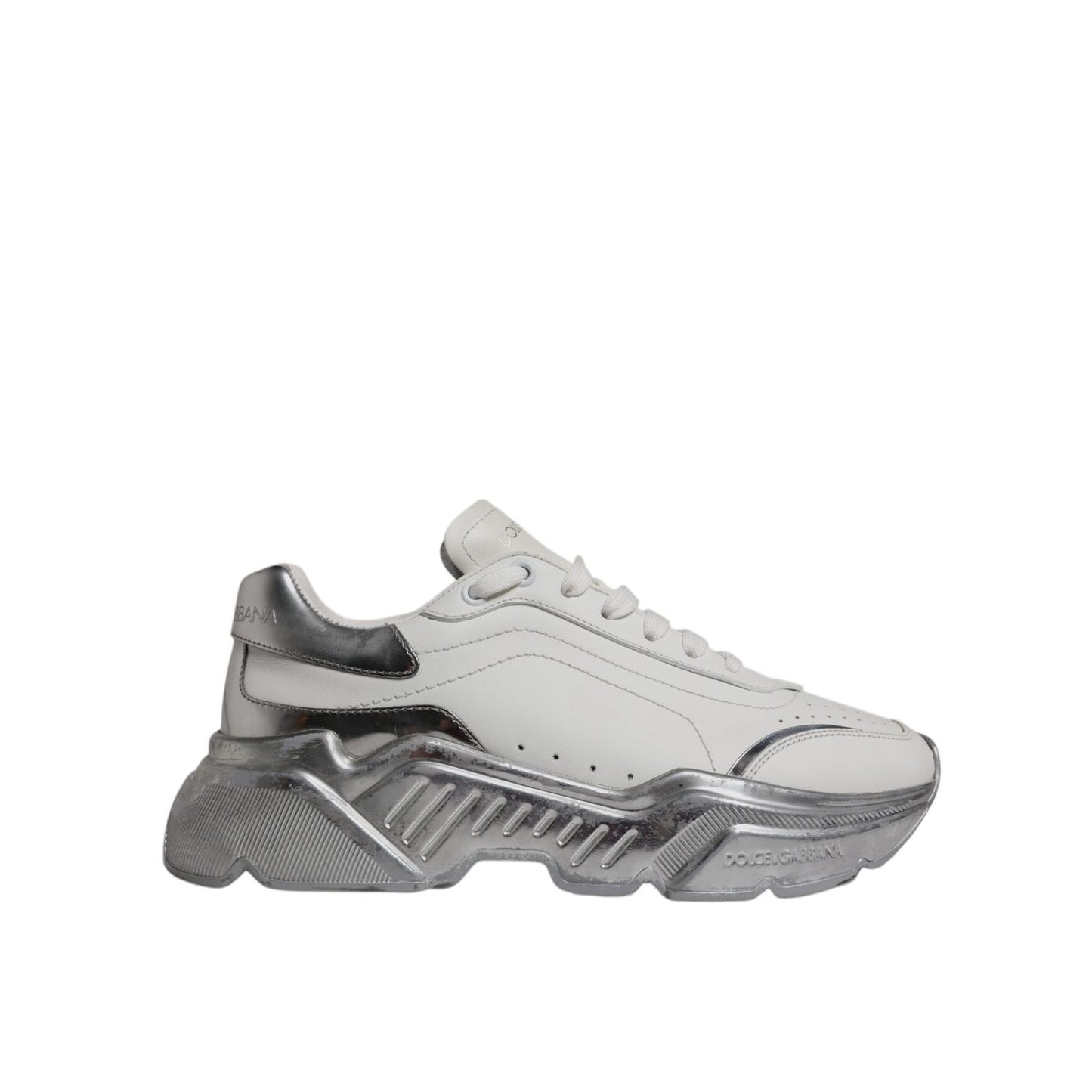 Dolce & Gabbana White Silver Daymaster Low Top Sneaker Shoes
