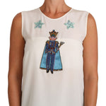 Dolce & Gabbana White Silk Crystal Sequined Fairy T-shirt