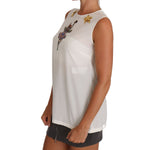 Dolce & Gabbana White Silk Embellished Crystal Sequin Fairy Top