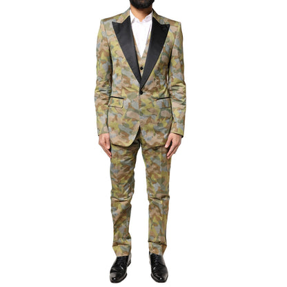 Dolce & Gabbana Multicolor Camouflage SICILIA 3 Piece Suit