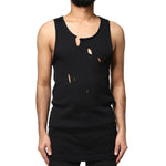 Dolce & Gabbana Black Cotton Rip Style Sleeveless Men Tank T-shirt