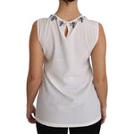 Dolce & Gabbana White Silk Embellished Crystal Dragonfly Top