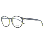 Guess Gray Unisex Glasses Frame with round full-rim plastic design and branded case included.