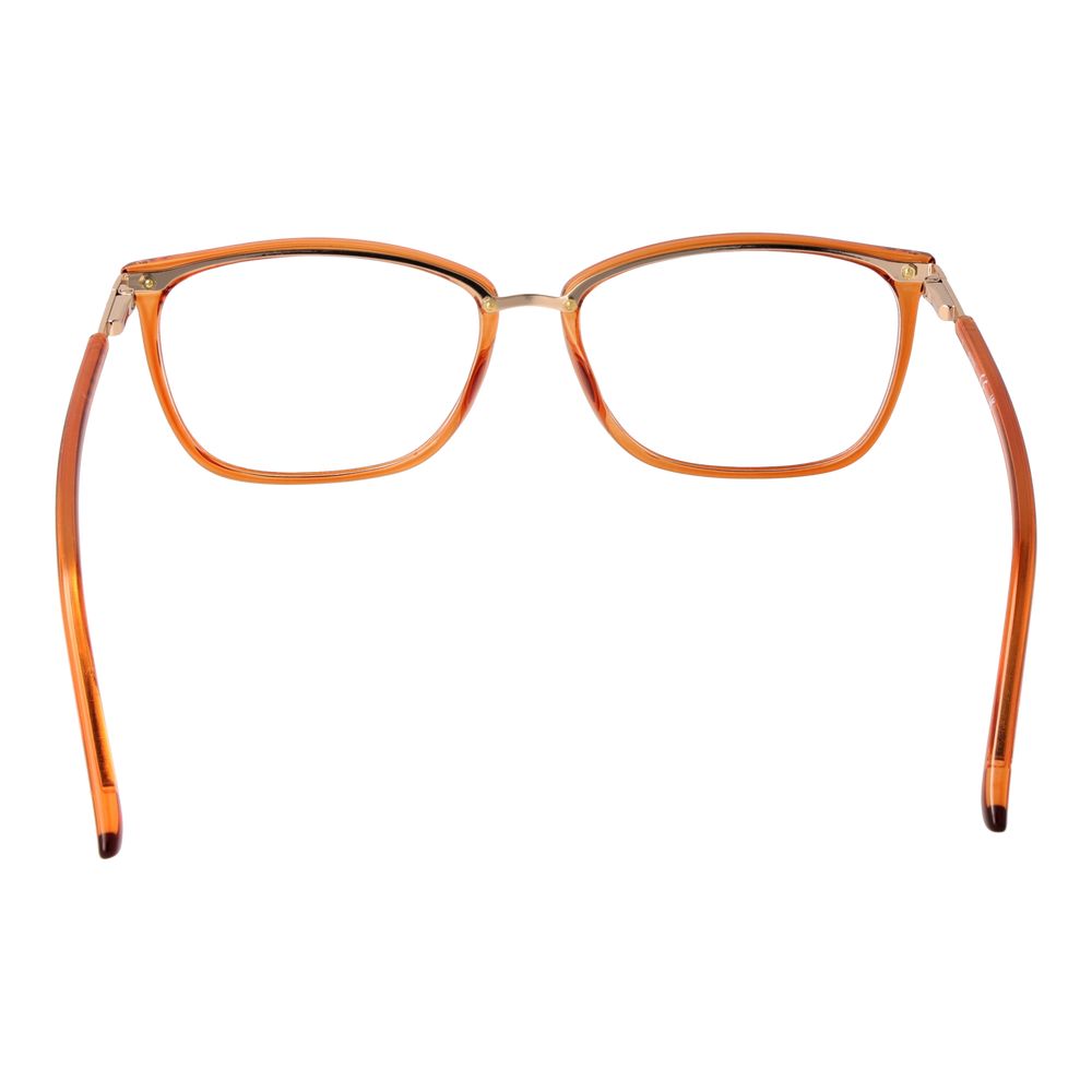 Guess Orange Women Glasses Frame, full-rim rectangular design with plastic material and demo lenses, spring hinge, size 54-15-140.