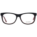 Guess Black Unisex Glasses Frame, full-rim plastic square eyeglasses with demo lenses, size 51-15-140, includes branded case.
