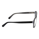 Side view of Guess Black Women Glasses Frame with full-rim, plastic square design, 54-17-145 size, and demo lenses.