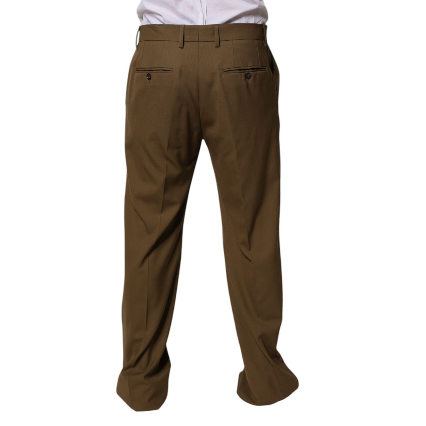 Dolce & Gabbana Brown Wool Straight Formal Dress Pants