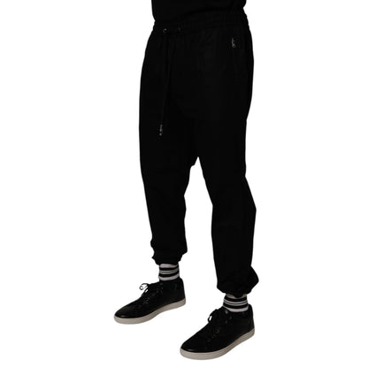 Dolce & Gabbana Black Cotton Men Jogger Sweatpants Pants