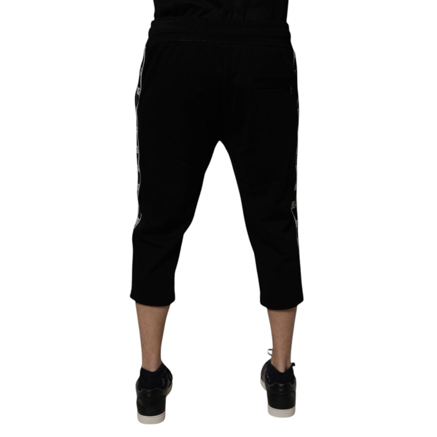 Dolce & Gabbana Black Cotton Blend Cropped Sweatpants Pants