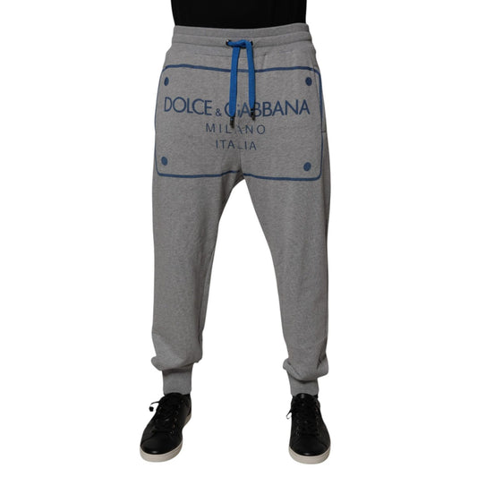 Dolce & Gabbana Gray Logo Cotton Men Jogger Sweatpants Pants