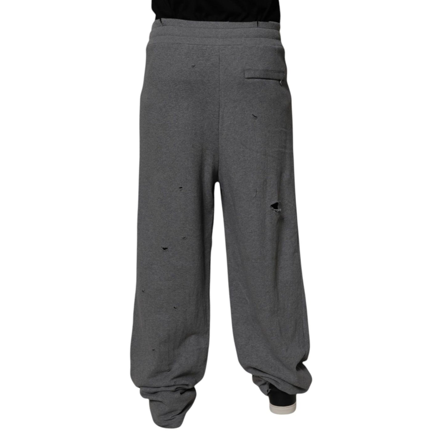 Dolce & Gabbana Gray Cotton RipStyle Straight Sweatpants Pants