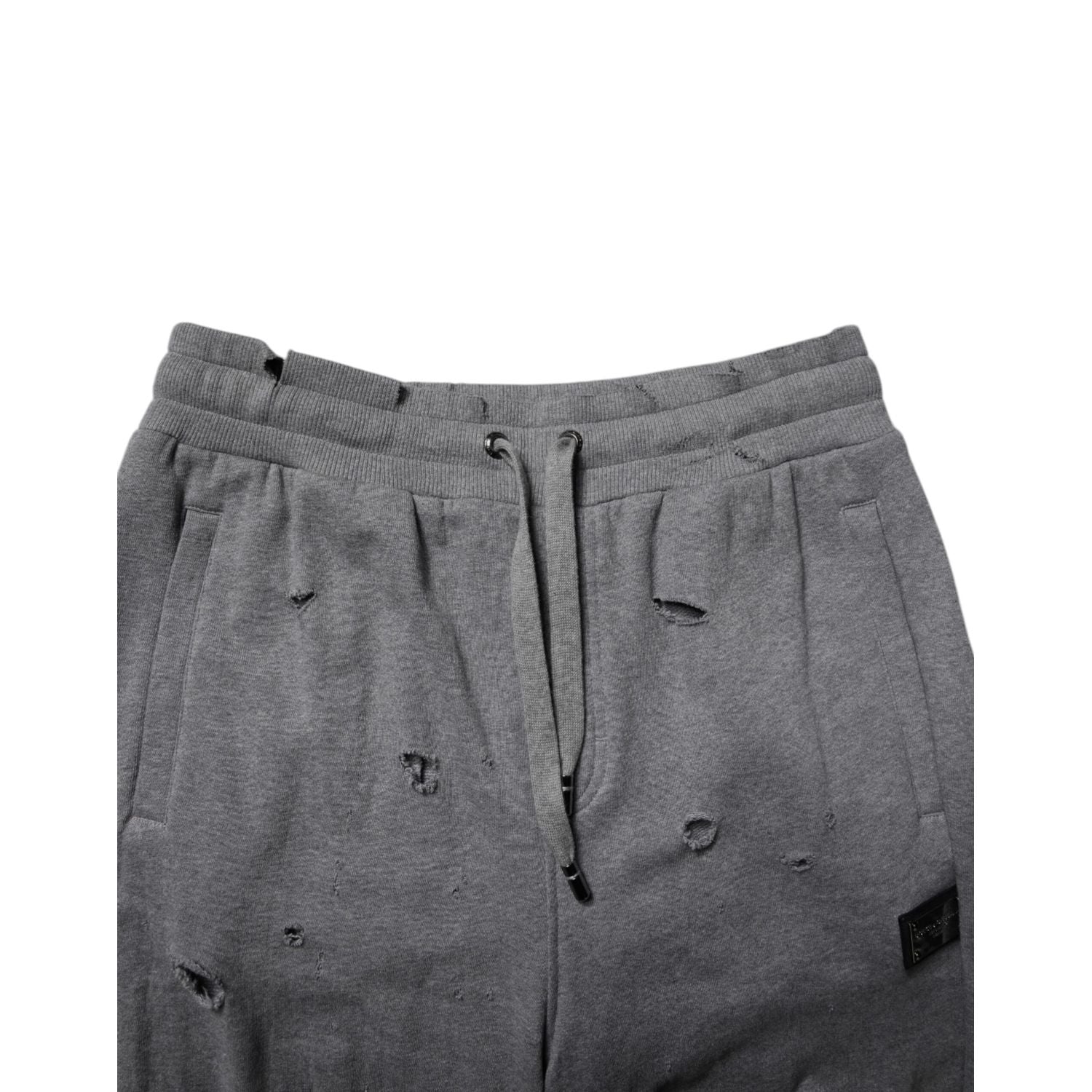 Dolce & Gabbana Gray Cotton RipStyle Straight Sweatpants Pants