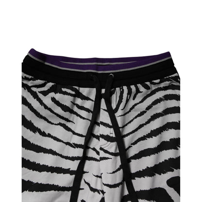 Dolce & Gabbana Black White Zebra Men Jogger Sweatpants Pants