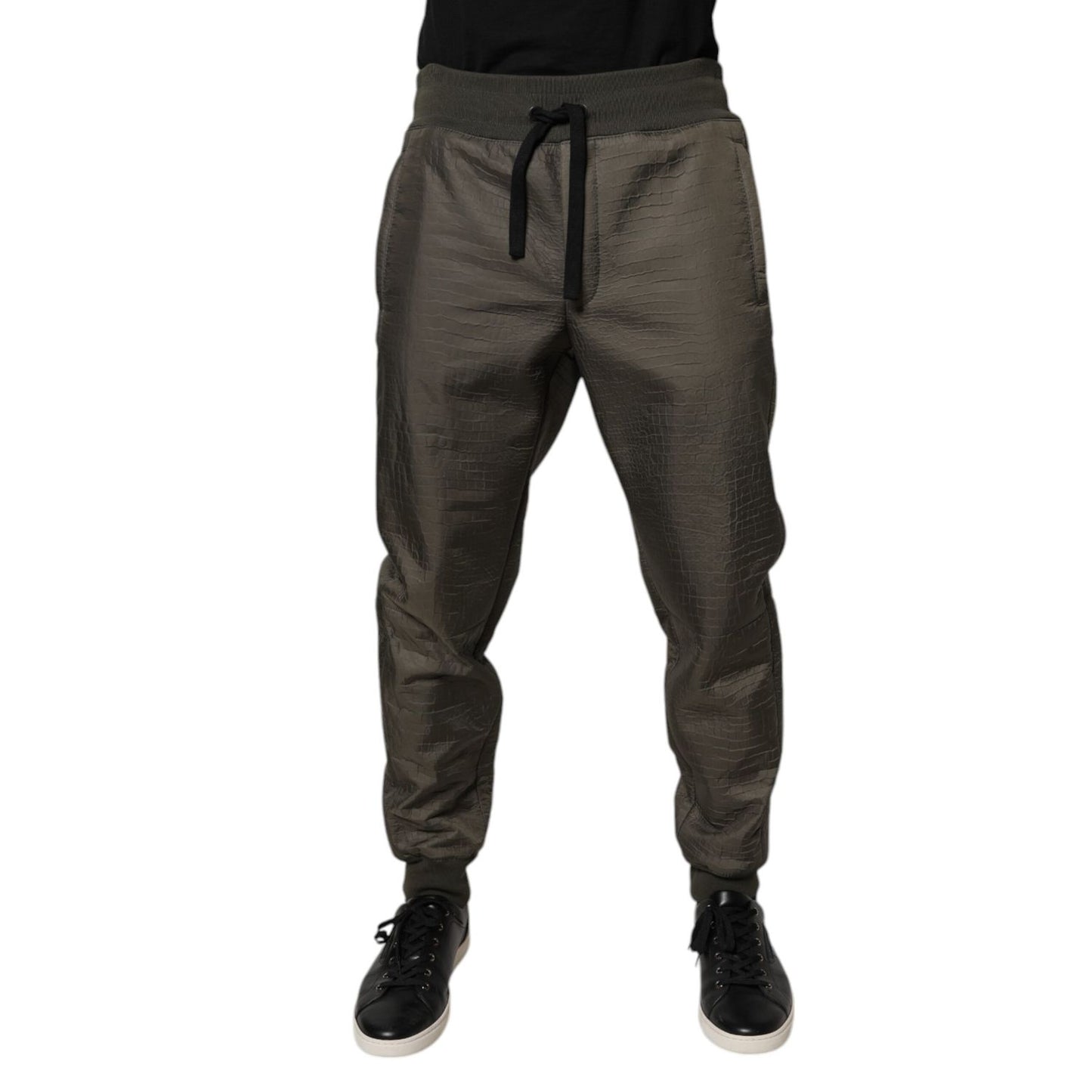 Dolce & Gabbana Brown Lambskin Leather Men Sweatpants Pants
