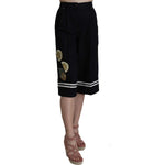 Dolce & Gabbana Black Cotton Cropped Embellished Pants Jeans & Pants