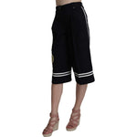Dolce & Gabbana Black Cotton Cropped Embellished Pants Jeans & Pants