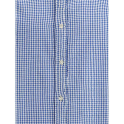 Deperlu Light Blue Cotton Pattern Shirt