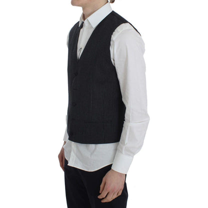 Dolce & Gabbana Gray Striped Formal Vest